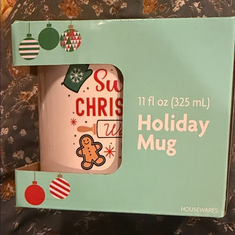 Holiday Mug - Festive White with Red and Green Accents